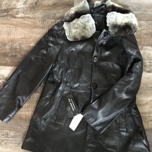 Women's New Jones New York Leather coat- size XL